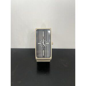 VTG Record Swiss Handcuff Watch Sand,Gray Face Stripe Dtail Good Cond Not Workin